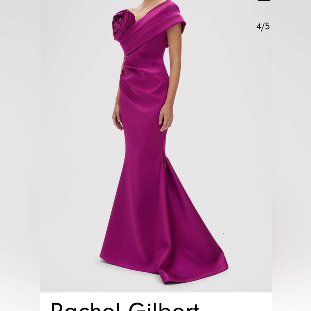 Rachel Gilbert Edan Rosette Off-The-Shoulder Trumpet Gown